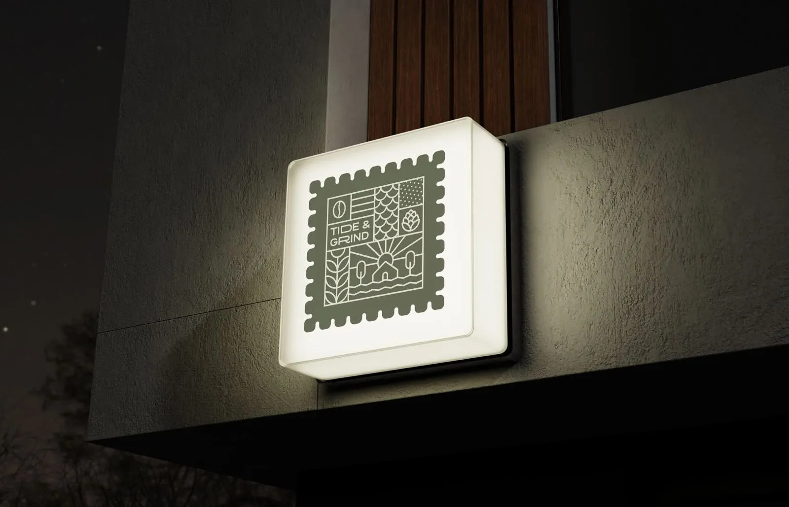 Tide & Grind lightbox sign