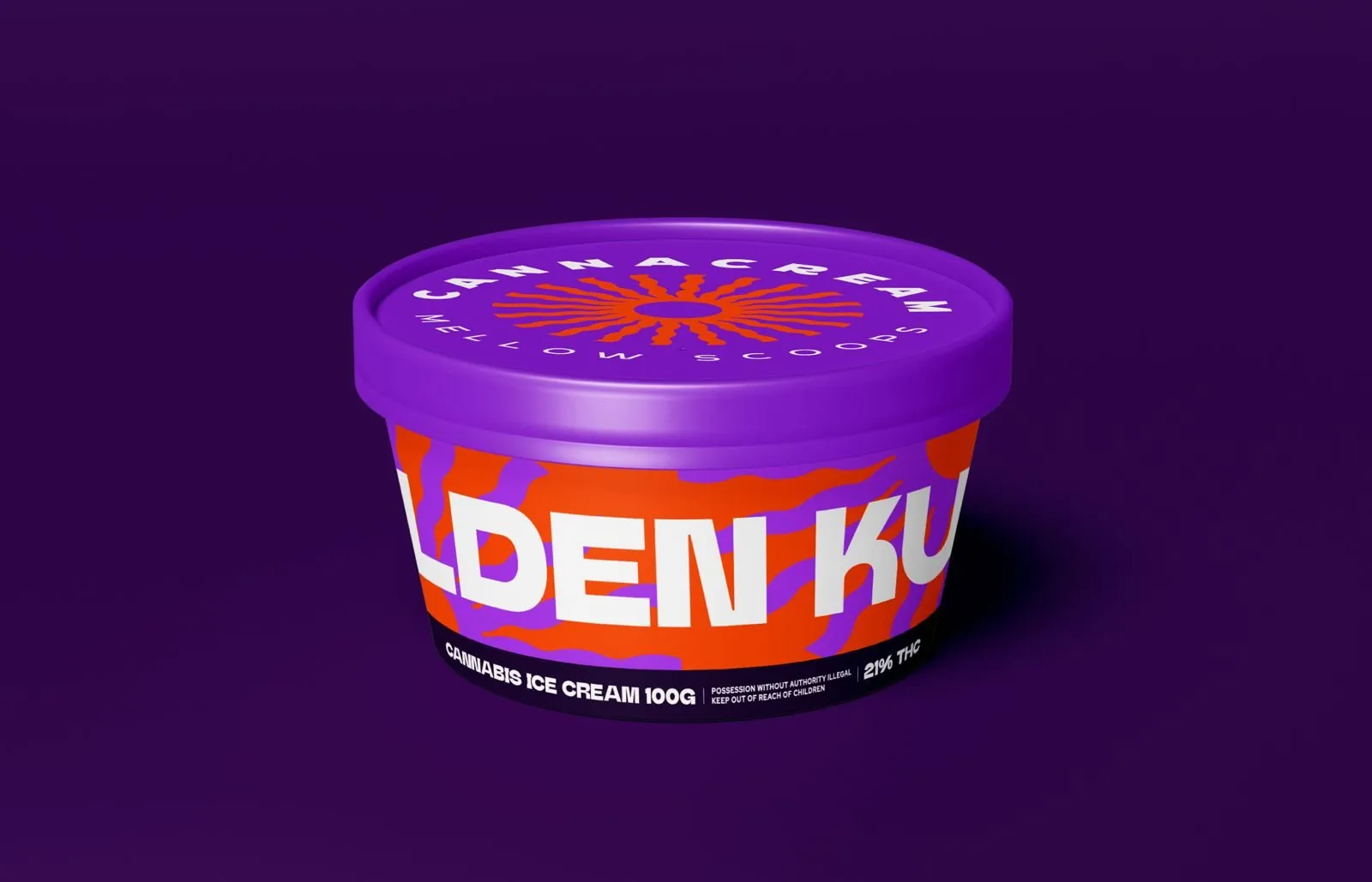 Cannacream tub on a violet background