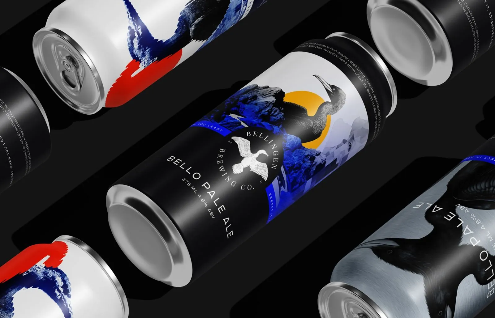 Bellingen Brewing cans on black