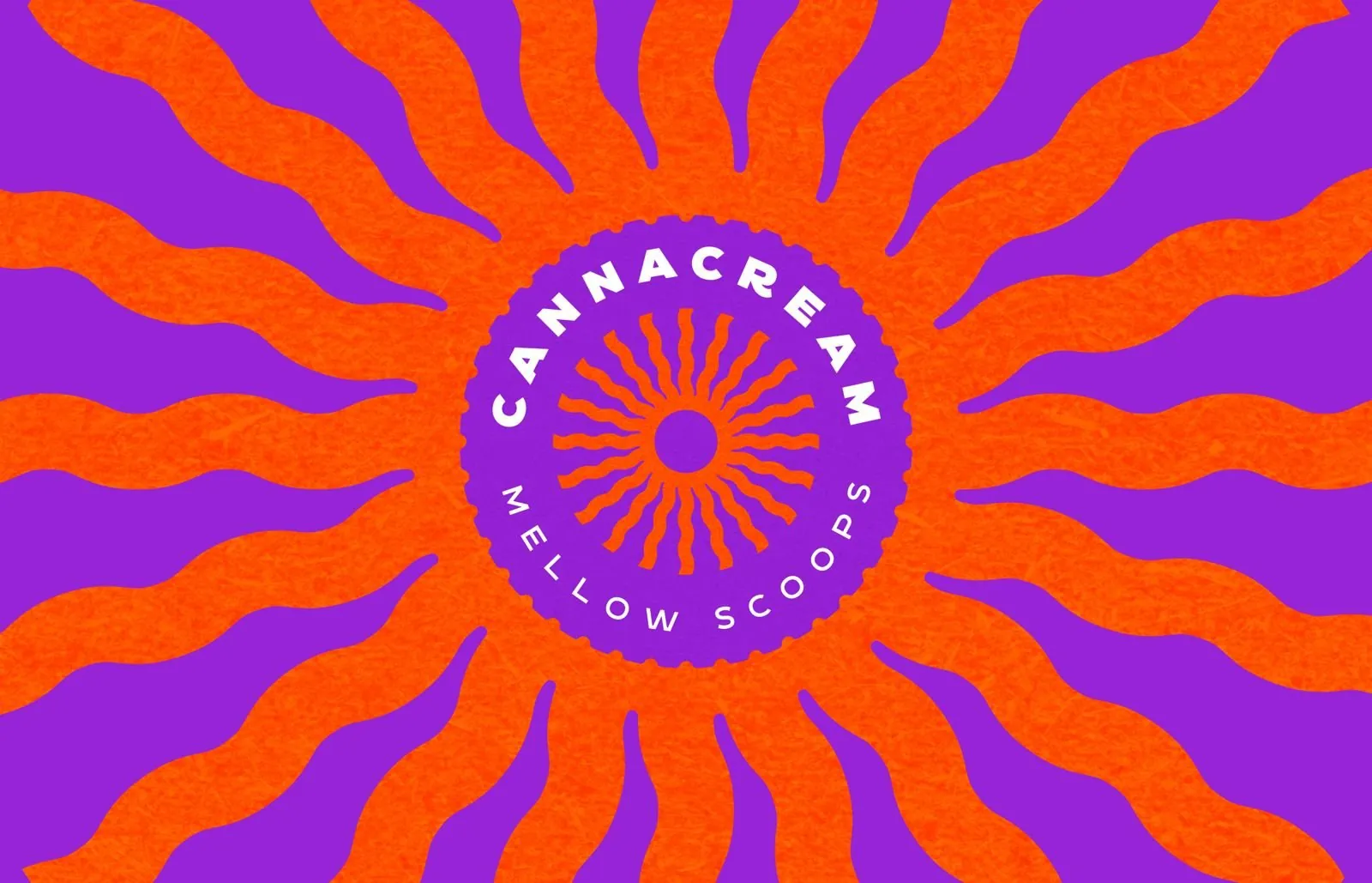 Cannacream sun mark radiating across orange and violet